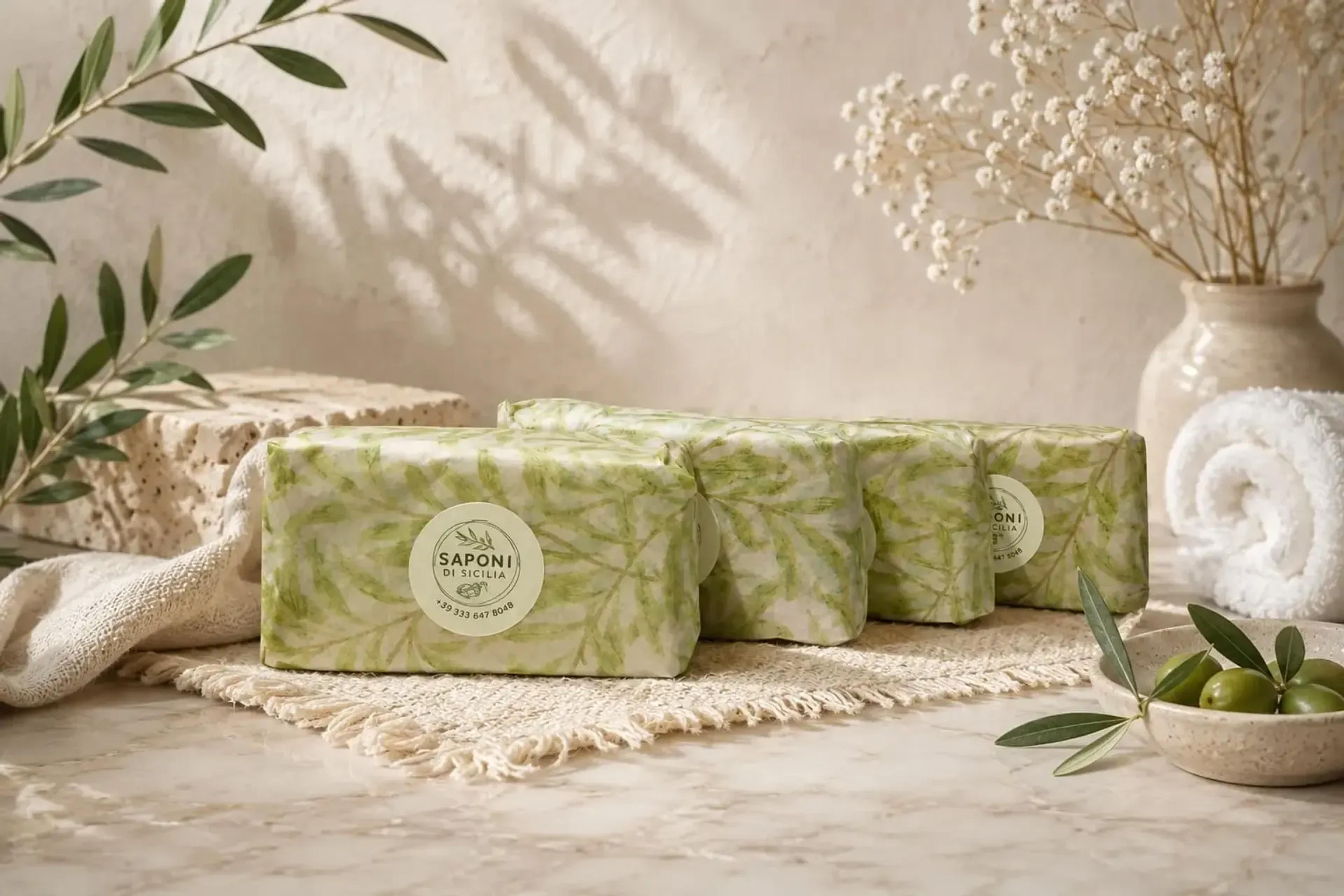 Sapone naturale all’ olio di oliva fatto a mano.